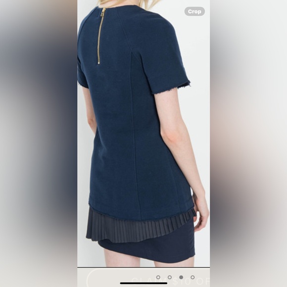 Derek lam size 4, 2 in 1 sweatshirt dress. Pleated underpinning. Navy! - Picture 2 of 3